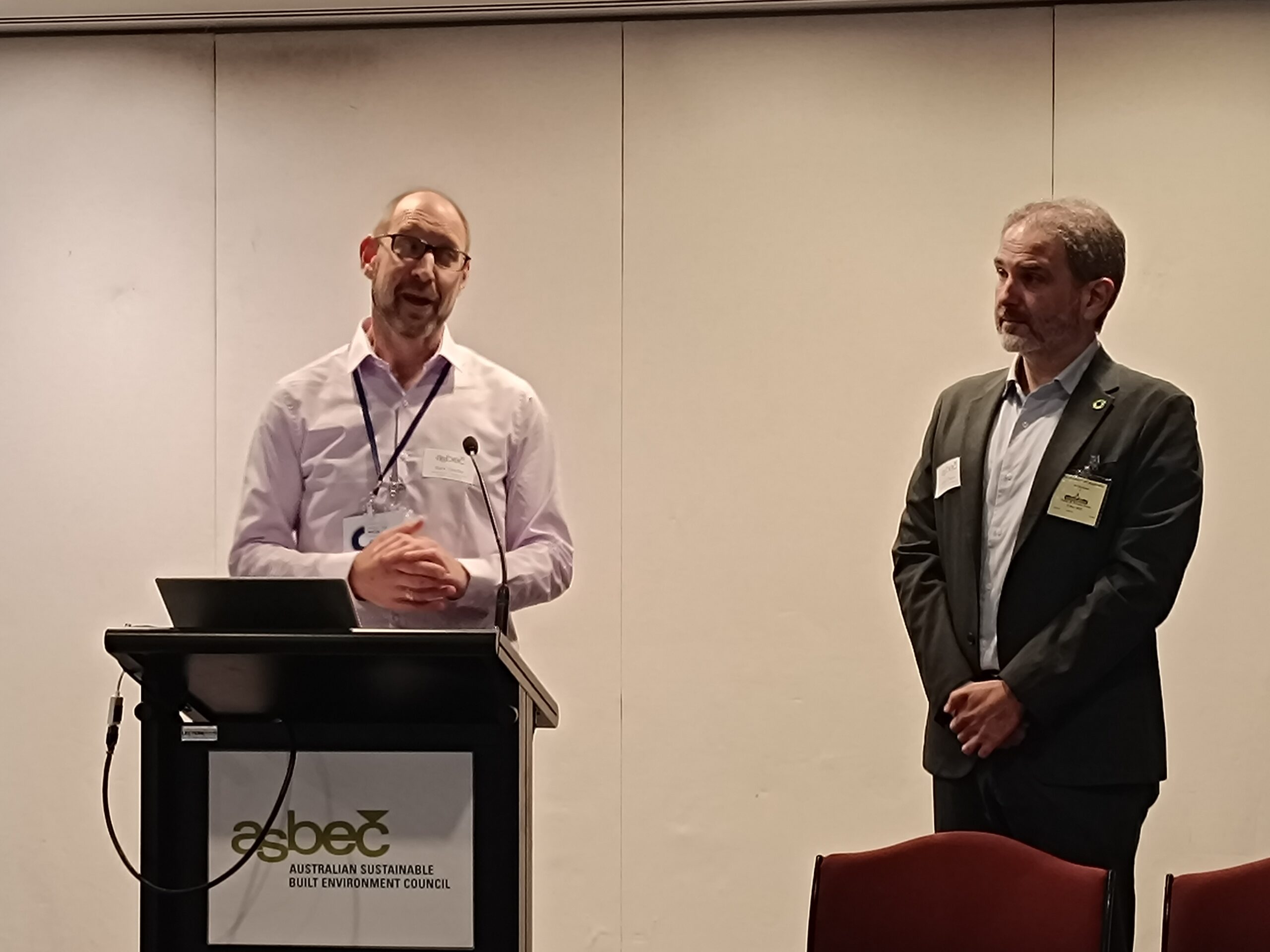 AIRAH Advocacy and Policy Manager Mark Vender (left) with GBCA Chief Impact Officer Jorge Chapa